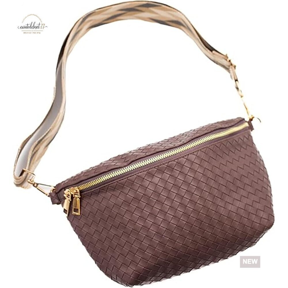Oversized Vegan Leather Crossbody Belt Bag with Adjustable Strap